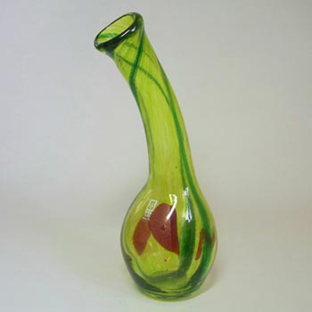 Mdina Maltese Green & Red Organic Glass Vase - Signed & Labelled