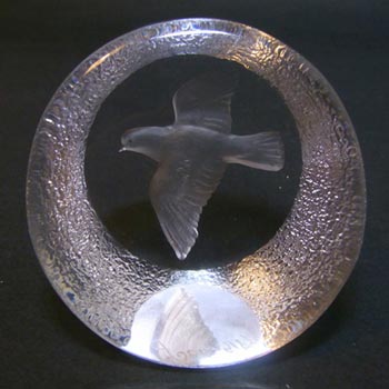 (image for) Mats Jonasson #9184 Glass Bird / Dove Paperweight - Signed