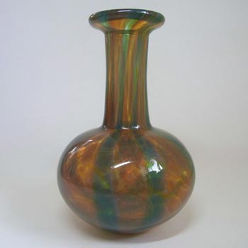 (image for) Mdina Striped Maltese Blue + Brown Glass Vase - Signed