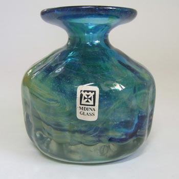 (image for) Mdina 'Blue Summer' Maltese Glass Vase - Signed & Labelled