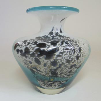 (image for) Mdina 'Seascape' Maltese White & Blue Glass Vase - Labelled