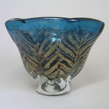 (image for) Mdina 'Roman' Maltese Vintage Blue & Yellow Glass Vase - Labelled