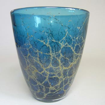 (image for) Mdina 'Blue Crizzle' Maltese Blue & Yellow Maltese Glass Vase