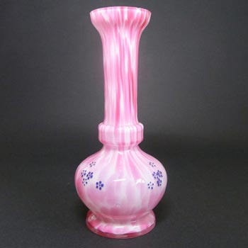 (image for) Welz Bohemian Pink & White Spatter Glass Enamelled Vase