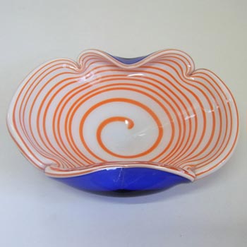 (image for) Murano Biomorphic Orange/White/Blue Cased Glass Swirl Bowl