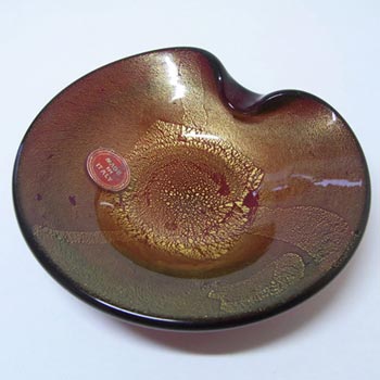 (image for) Murano Black & Gold Leaf Glass Sculpture Bowl - Label