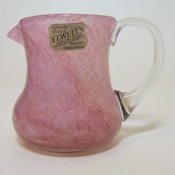 (image for) Nazeing 1950's Clouded Pink Bubble Glass Jug - Labelled