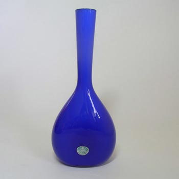 (image for) Elme 70s Scandinavian Blue Cased Glass 'Flattened' Vase