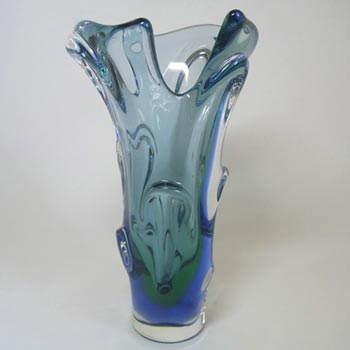 (image for) Mstisov / Moser Czech Blue Cased Glass Vase