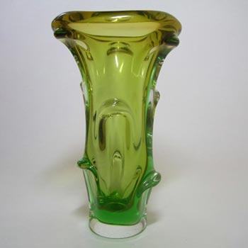 (image for) Mstisov/Moser Czech Amber & Green Glass Organic Vase