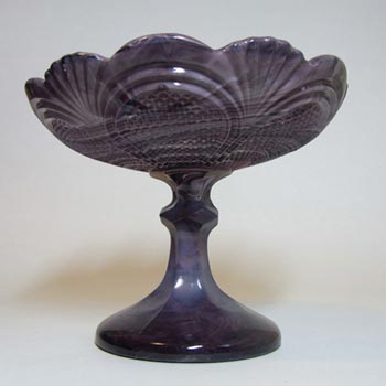 Davidson 1890's Victorian Malachite/Slag Glass Comport/Bowl