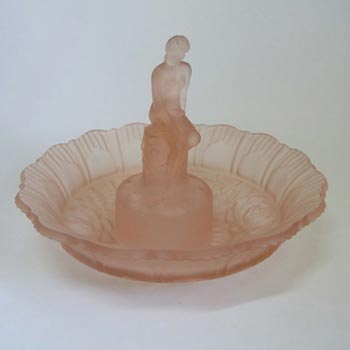 (image for) Sowerby Art Deco Pink Glass Nude Lady Centerpiece Set