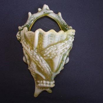(image for) Victorian Yellow Pearline Glass 'Driftwood and Shell' Wall Vase