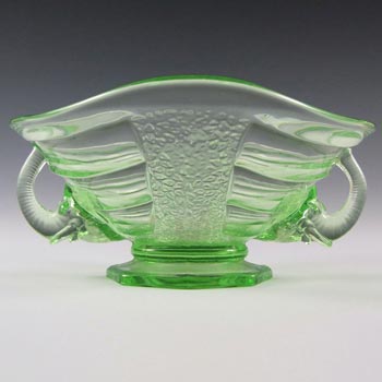 (image for) Sowerby #2614 Art Deco Green Glass Elephant Bowl - Labelled