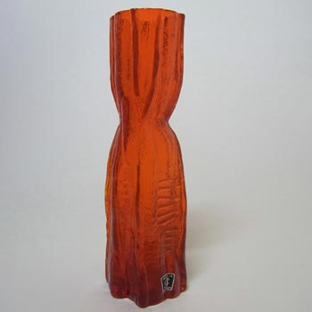 (image for) Lindshammar Swedish Orange Textured Glass Vase - Labelled