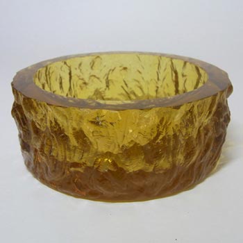 (image for) Davidson 70s British Amber Bark Textured Glass "Luna" Bowl