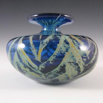 (image for) Mdina 'Roman' Maltese Vintage Blue & Yellow Glass Squat Vase