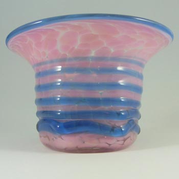 (image for) Mdina Trailed Maltese Pink & Blue Glass Vase - Signed