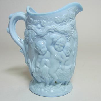 Westmoreland Milk Glass Creamer. Pitcher with Embossed Leaves and