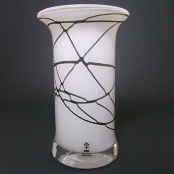 Skruf Swedish Black + White Cased Glass Vase - Labelled