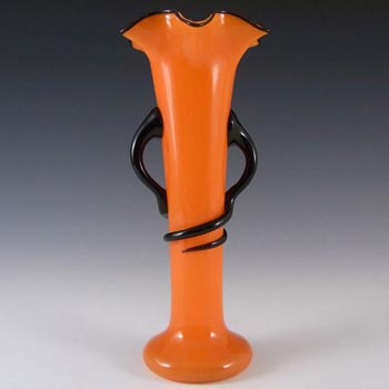 (image for) Czech/Bohemian 1930's Orange & Black Tango Glass Vase