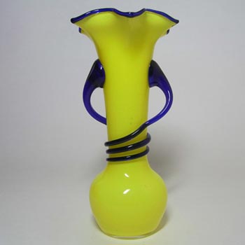 (image for) Czech/Bohemian 1930's Yellow & Blue Tango Glass Vase