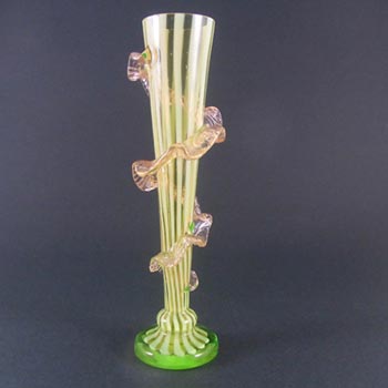(image for) Welz Victorian Czech Uranium Opalescent Striped Glass Vase