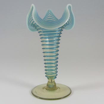 (image for) Victorian Antique Uranium Green, Blue & Opalescent Glass Vase