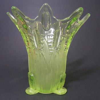 (image for) Sowerby Art Deco Uranium Glass 'Frog + Bullrush' Vase