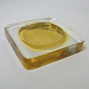 (image for) Venini Murano Amber Glass Slab Bowl - 3 Line Acid Stamp