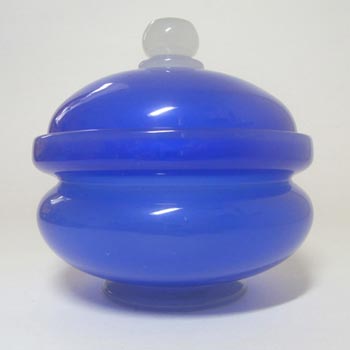 (image for) Stevens + Williams Alabaster Blue Glass Powder Bowl