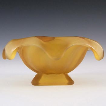 (image for) Bagley #3061 Art Deco Frosted Amber Glass 'Equinox' Posy Bowl