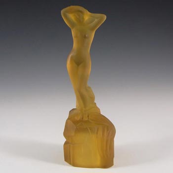 Bagley Art Deco Amber Glass 'Andromeda' Nude Lady Figurine