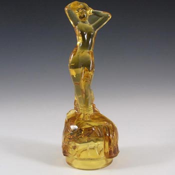 (image for) Bagley Art Deco Amber Glass 'Andromeda' Nude Lady Figurine