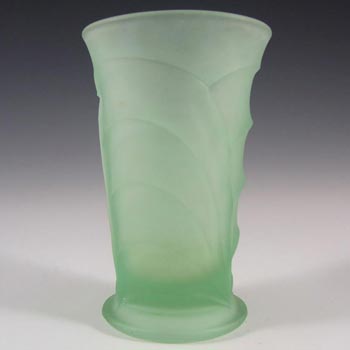 (image for) Bagley #3153 Art Deco Frosted Green Glass 'Osprey' Vase