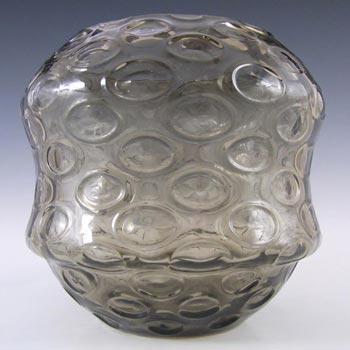 (image for) Borske Sklo Smoke Glass Optical 'Olives' Vase Box + Label
