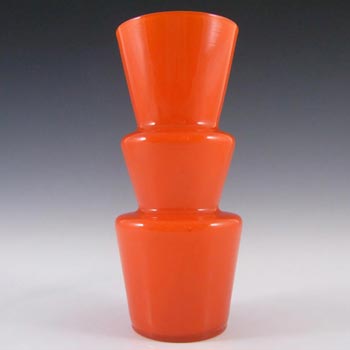 (image for) Lindshammar / Alsterbro Swedish Orange Hooped Glass Vase