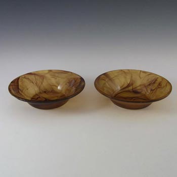(image for) Davidson Pair of British Art Deco Amber Cloud Glass Bowls