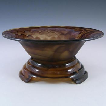 (image for) Davidson #732F British Art Deco Amber Cloud Glass Bowl