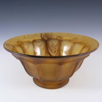 (image for) Davidson #S696F Art Deco Amber Cloud Glass Bowl
