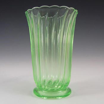 (image for) Bagley #3141 Art Deco Uranium Green Glass 'Carnival' Vase