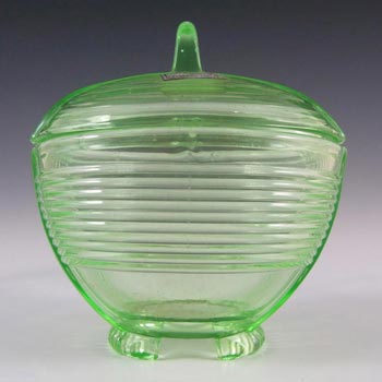 (image for) Czech Art Deco Uranium Glass Trinket Bowl - Labelled