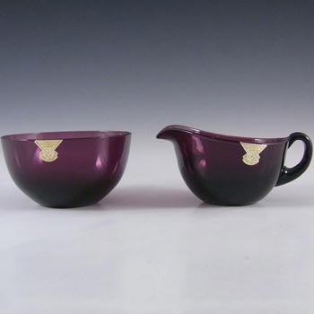 Gullaskruf Swedish Purple Glass Bowl + Creamer - William Stenberg