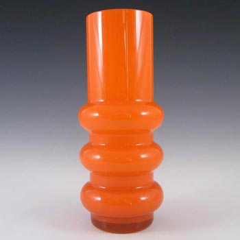 (image for) Ryd Glasbruk Swedish / Scandinavian Orange Glass Hooped 8" Vase