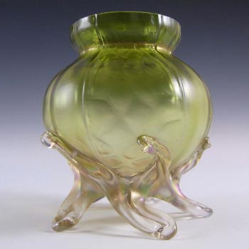 (image for) Kralik Art Nouveau 1900's Iridescent Green Glass Vase