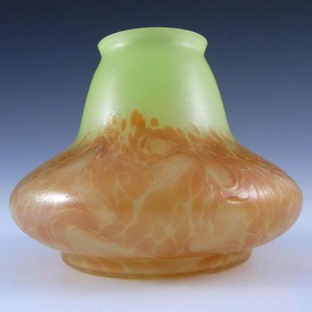 (image for) Kralik Art Nouveau Green + Orange Glass 'Helios' Vase