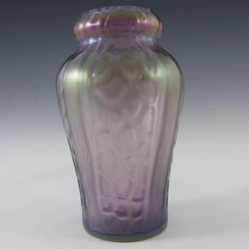 (image for) Kralik Art Nouveau 1900's Iridescent Purple Glass Vase