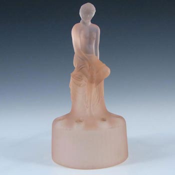(image for) Sowerby Art Deco Pink Glass Seated Nude Lady Figurine
