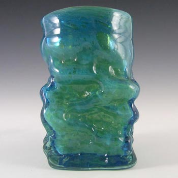 (image for) Mdina Bubbly Maltese Blue & Green Bark Textured Glass Vase