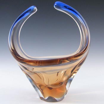(image for) Mstisov/Moser Czech Amber & Blue Glass Organic Vase